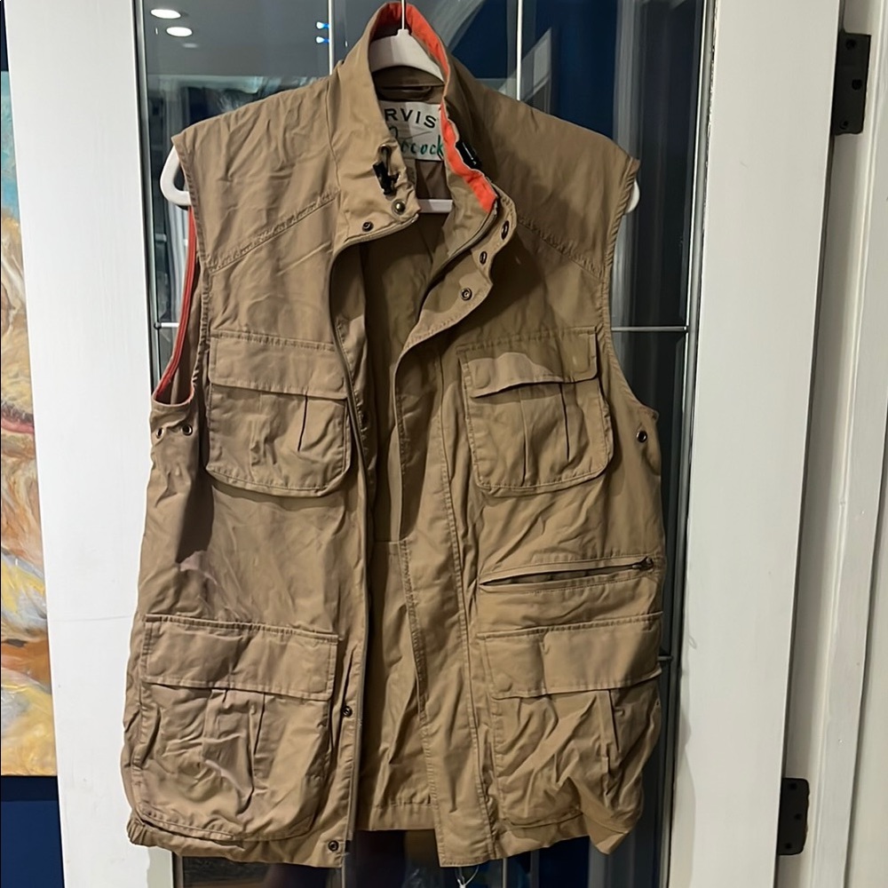 Orvis Men's Tan with Orange Trim Outdoor Vest